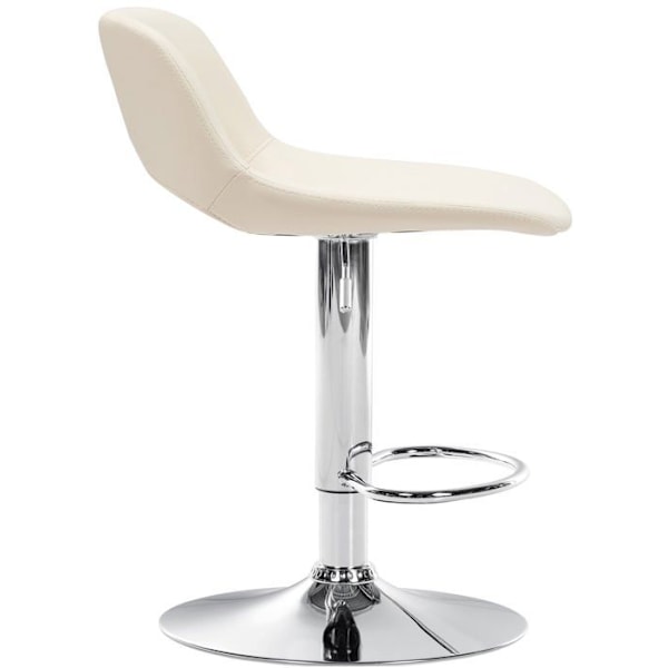 Barstole højstole x2 med fodstøtte i creme PVC og ben i krommetal 10_0004063 Grädde