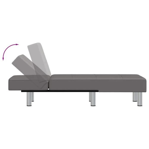 Meridienne chaise longue sisätiloihin, kolme muunneltavaa asentoa, harmaa PVC DEC026192 Grå