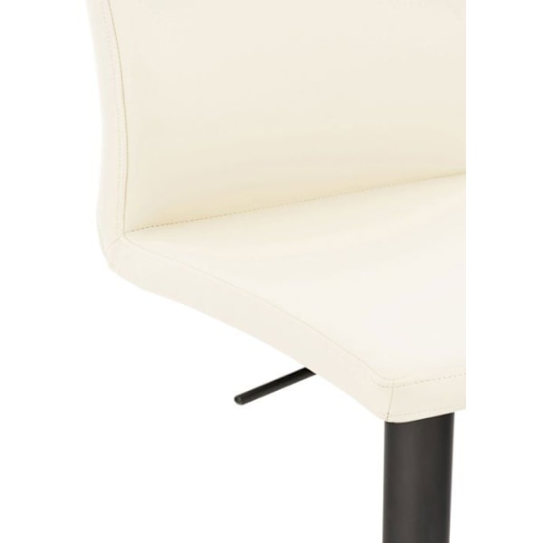 Barstol x1 höjdjusterbar och 360° svängbar, rund plattform i svart metall, sits i krämigt PVC 10_0004567 Grädde