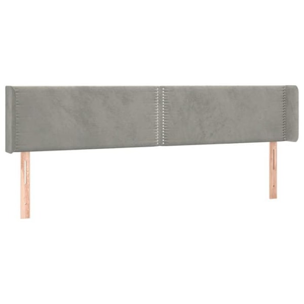 Hovedgærde til soveværelse med sidekant 203 x 16 x 78/88 lysegråvelour