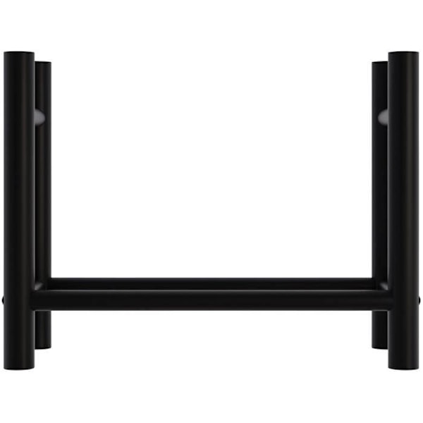 Range bûches støtte til pejs i træ til indendørs, runde ben 80x60 cm i sort metal 10_0003571 kastanj
