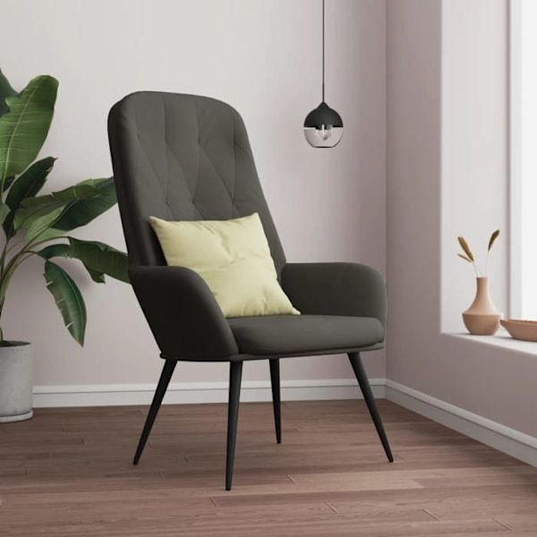 Lounge stol, moderne design, mørkegrå, gråt velour, DEC026700 Grå