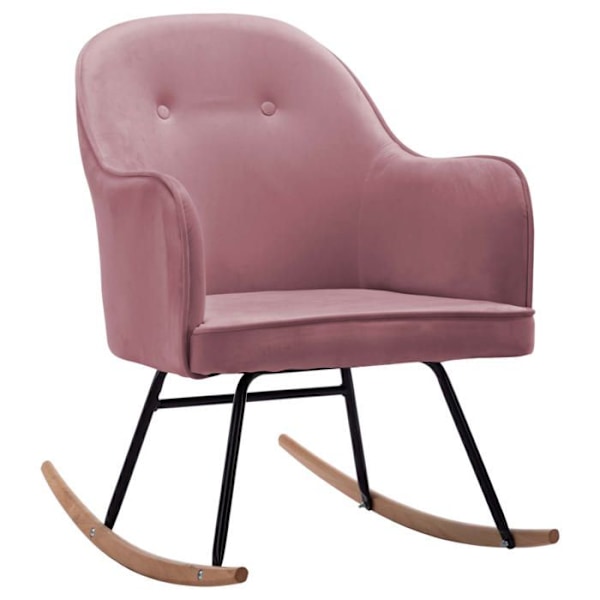 Relaxerende polstret ammegyngestol til stuen i lyserødt velour DEC029070 Rosa