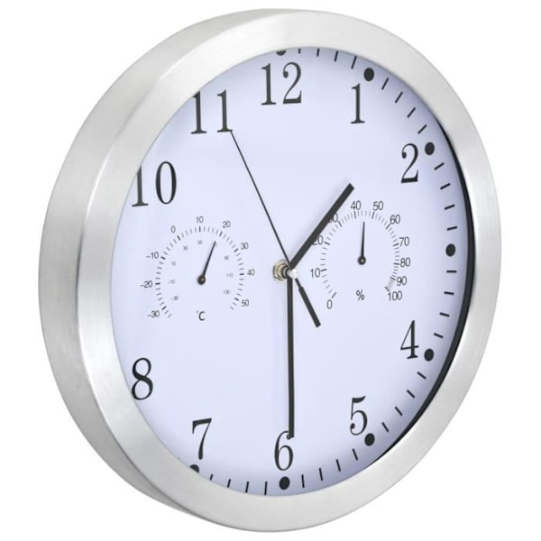 Quartz vægure Hygrometer og termometer 30 Hvid