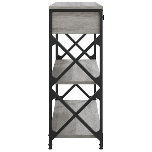 Moderne konsol bord til entre, sidebord med skuffer og hylder 75 x 28 x 75 cm, grå ingenieurtræ og metal DEC032237 kastanj
