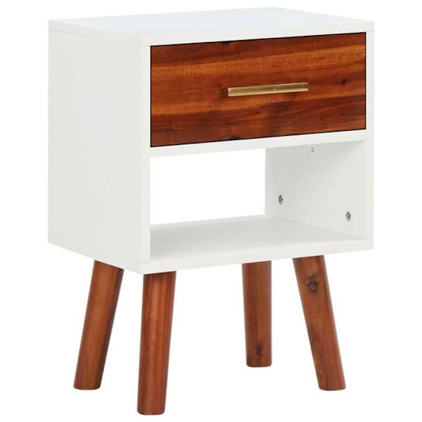 Sæt med 2 sengeborde med skuffe og åbent rum 40 x 30 x 57 cm Massivt akaciatræ + MDF DEC035051 kastanj