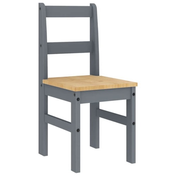 Sæt med 2 køkken- eller spisestuestole i rustik design af grå fyrretræ DEC025572 kastanj