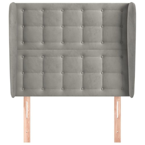 Hovedgærde til soveværelse møbel med polstring og sidekant 103 x 23 x 118/128 cm grå fløjl