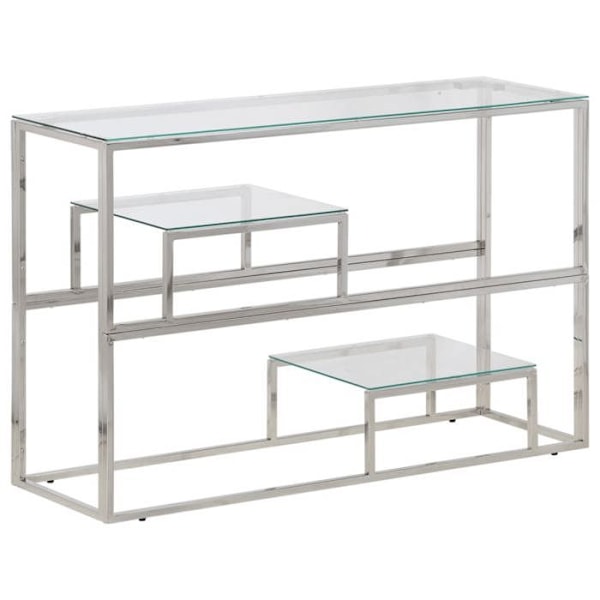 Konsolbord 110 x 35 x 70 cm i rustfrit stål i sølv og hærdet glas DEC031333 Silver