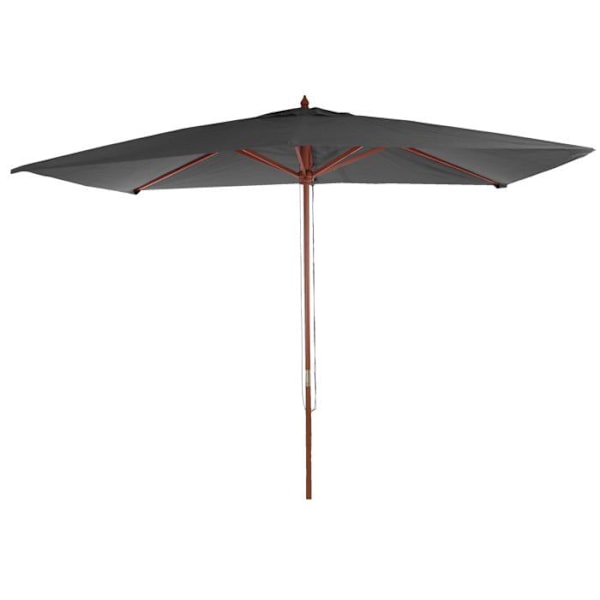 Havemøbelparasol 2 x 3 m, højdejusterbar, polyester/træ, 6 kg, antracitgrå