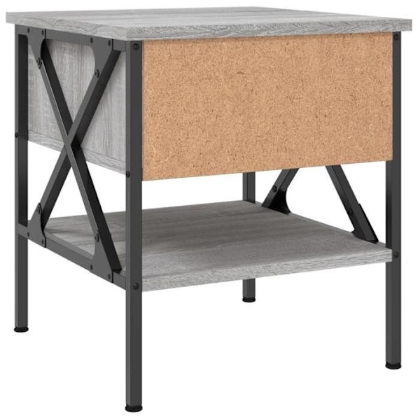 Sæt med 2 sengeborde med skuffe og hylde 40 x 42 x 45 cm ingenieurtræ grå og jern DEC035728 kastanj