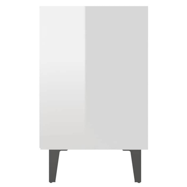 Nattbord med 2 hylder og metalben 40 x 30 x 50 cm hvid højglans ingeniørtræ DEC033232 Vit