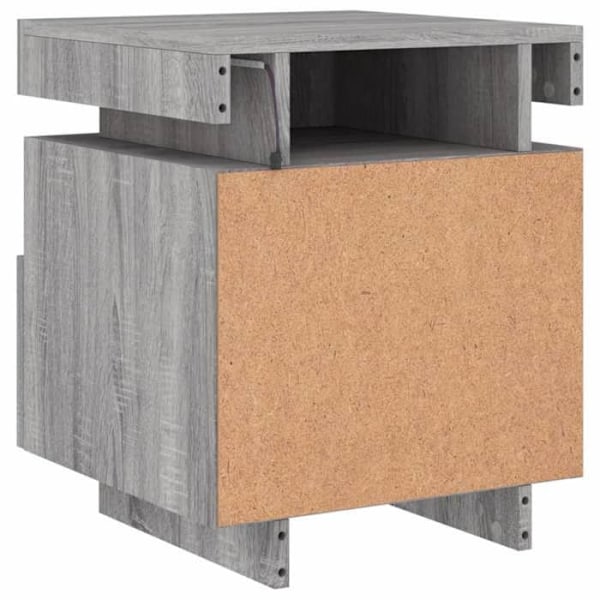 Nattesbord med skuffe og LED 40 x 39 x 48,5 cm i grå ingeniør træ DEC032787 kastanj