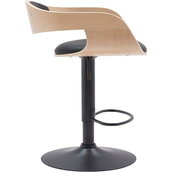 Skamler x1 scandinavisk design i sort PVC med lys træstruktur og sorte metalben 10_0005035 kastanj