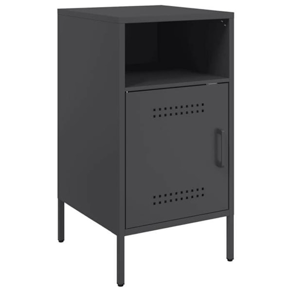 Sæt af 2 natborde med skab med dør 36 x 39 x 68 cm sort stål DEC035488 Svart