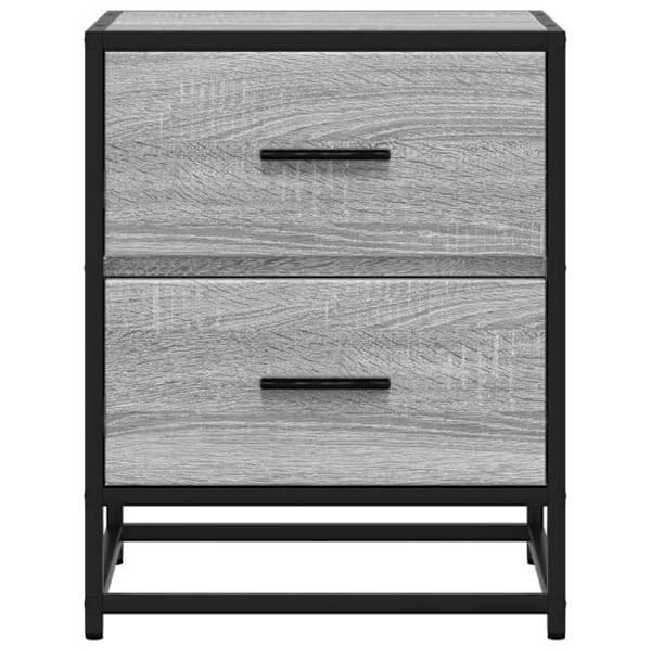 Sæt med 2 natborde med to skuffer 40 x 31 x 50 cm ingeniørtræ grå og stål DEC035672 kastanj