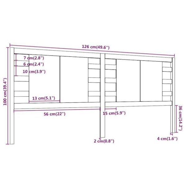 Sänggavel - TDL - 126x4x100 cm - Furu - Ej avtagbar - Modern design