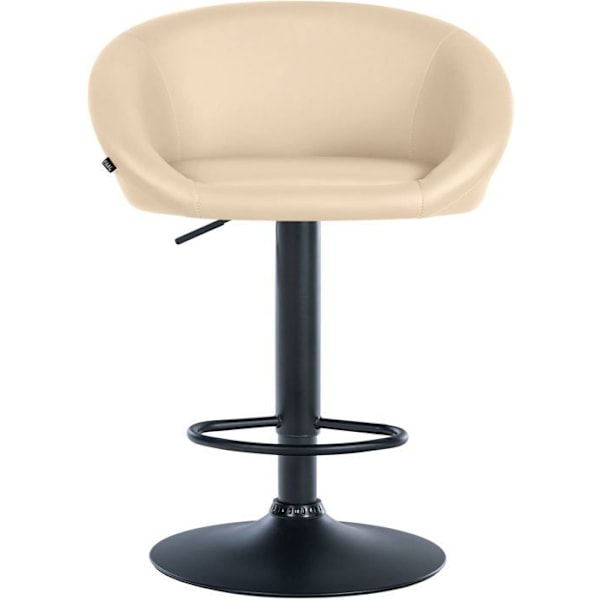Barstol med 360° drejelig sæde, justerbar højde, creme PVC, ben i sort metal 10_0004764 Grädde