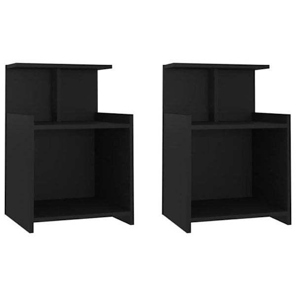 Sæt med 2 natborde med hylde 40 x 35 x 60 cm sort spånplade DEC035557 Svart
