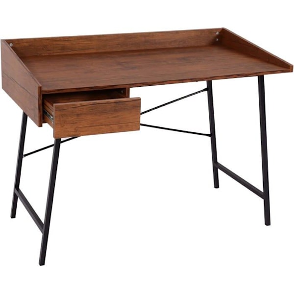 Kontor skrivebord med opbevaringsskuffe 98 ved 114 ved 60 MDF brun