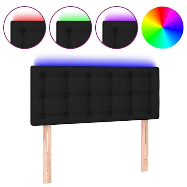 Hovedgærde til seng til soveværelse LED-møbel 90 x 5 x 78/88 cm sort stof TDL0200535 Svart