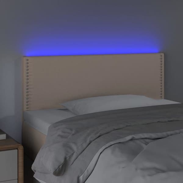 Sänggavel tillbehör sovrum möbel med LED 100 x 5 x 78/88 syntetisk ljusbrun