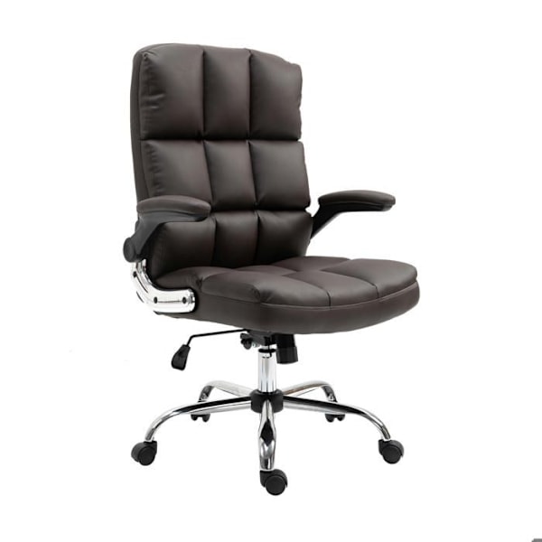 Ställbar svängbar kontorsstol i brun syntet med ergonomisk form