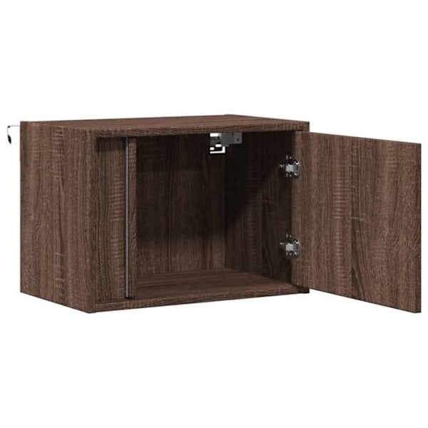Væghængt natbord med LED-lys 50 x 31 x 35 cm i brunt ingeniørtræ DEC034180 kastanj