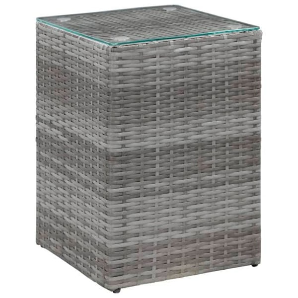 Sæt med 3 sideborde til planteholdere i grå glas, grå fletning og metal DEC032664 Grå