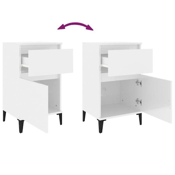 Sæt af 2 natborde med skuffe og rum med dør 40 x 35 x 70 cm hvidt ingeniørtræ DEC035023 Vit