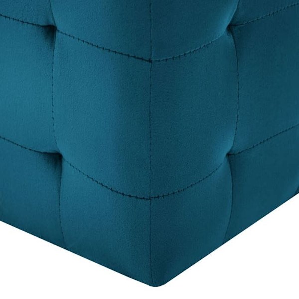 Sæt med 2 taburetter puffere fodskamler 30 x 30 x 30 cm i blå velour DEC032755 Blå