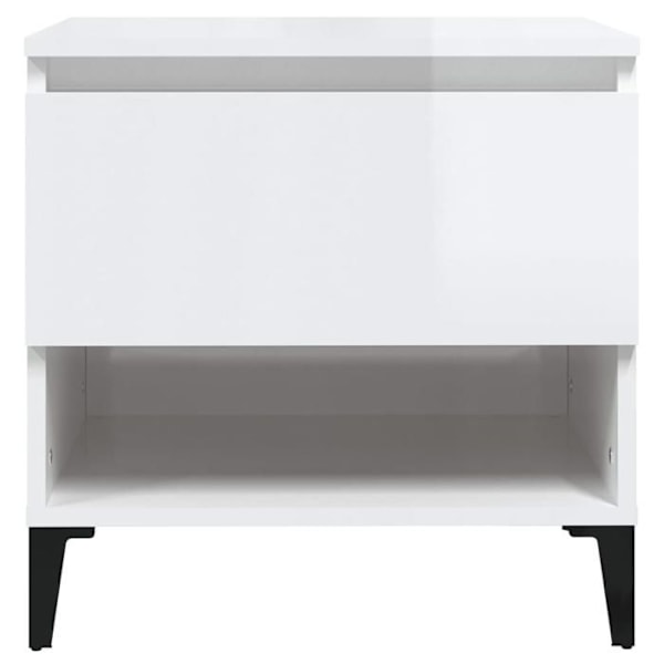 Sidobord med låda, soffbord 50 x 46 x 50 cm, vit glansig ingenjörsträ DEC032369 Vit