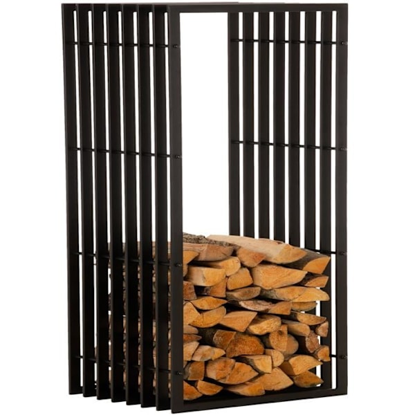 Range bûches hylde support træ til pejs 150x50 cm i mat sort metal 10_0003537 kastanj