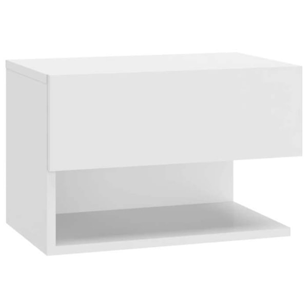 Væghængt natbord med skuffe og hylde 46 x 29,5 x 30 cm i hvidt ingeniertræ DEC034231 Vit