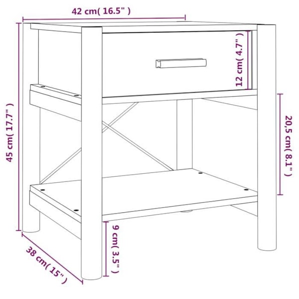 2 kpl yöpöytiä laatikoilla ja hyllyllä 42 x 38 x 45 cm valkoista ja ruskeaa MDF-astiaa sekä metallia DEC034966 Vit