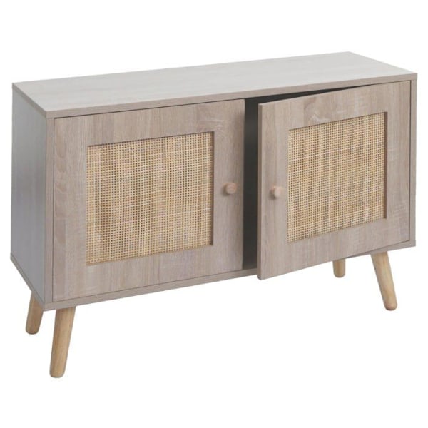 Kompakti buffet kaapilla, jossa on kaksi säilytyskomponenttia, kubu-puusta, tammen näköinen, 56x80x30 cm 04_0006518 kastanj