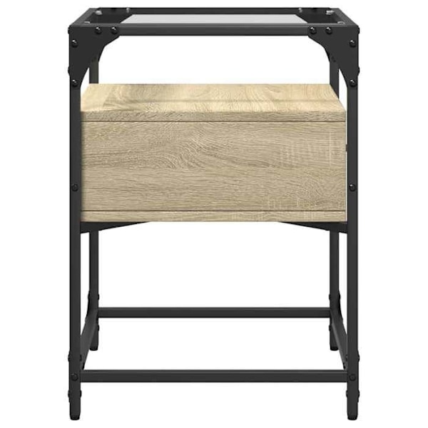 Yöpöytä laatikolla 40 x 40 x 55 cm engineered wood tammen värinen lasi ja teräs DEC033859 kastanj