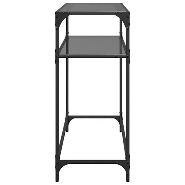 Konsolbord til entré, stuebord med hylde 80 x 35 x 81 cm i sort stål og glas DEC031343 Svart