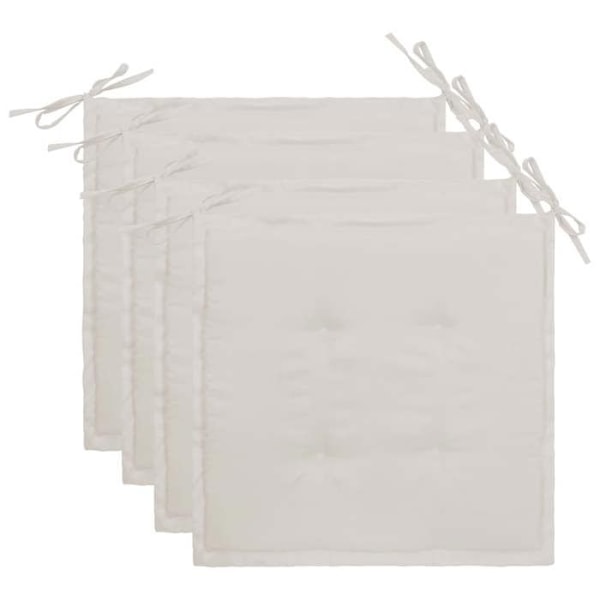 Sæt med 4 havepude til stol 100% polyester vandafvisende creme 40 x 40 x 3