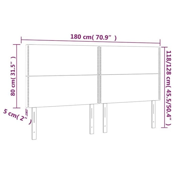 Hovedgærde til soveværelse med LED-møbel 180 x 5 x 118/128 cm mørkegråt stof TDL0201103 Grå