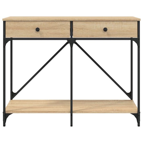 Funktionel og stilfuld konsolbord med skuffer 100 x 39 x 78,5 cm i ingeniørtræ og metal DEC031919 kastanj