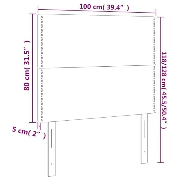 Hovedgavl til seng med LED-møbel 100 x 5 x 118/128 cm syntetisk hvid TDL0201954 Vit