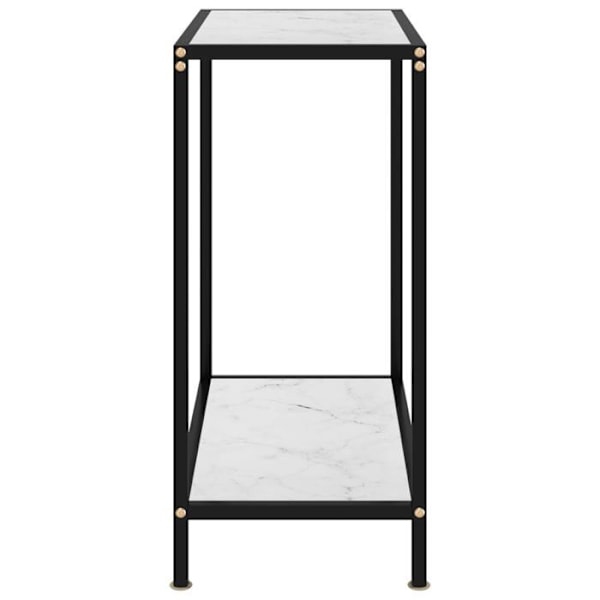 Funktionsdygtig konsolbord i stil 60 x 35 x 75 cm, hærdet glas med marmorhvidt udseende og stål DEC031708 Vit