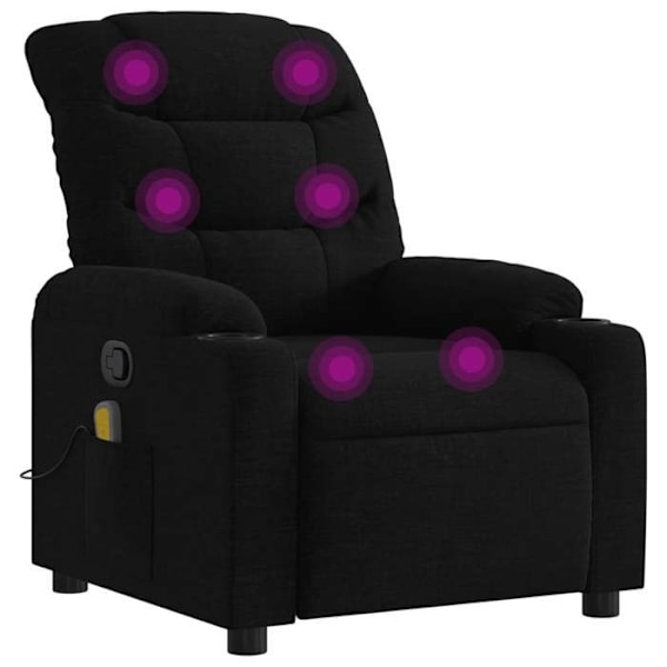 TV afslapningsstol med massagefunktion, 6 massagepunkter, stoffet sort DEC027051 Svart
