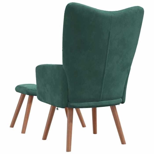 Moderne design lounge stol med fodskammel i mørkegrønt velour DEC026555 Grön