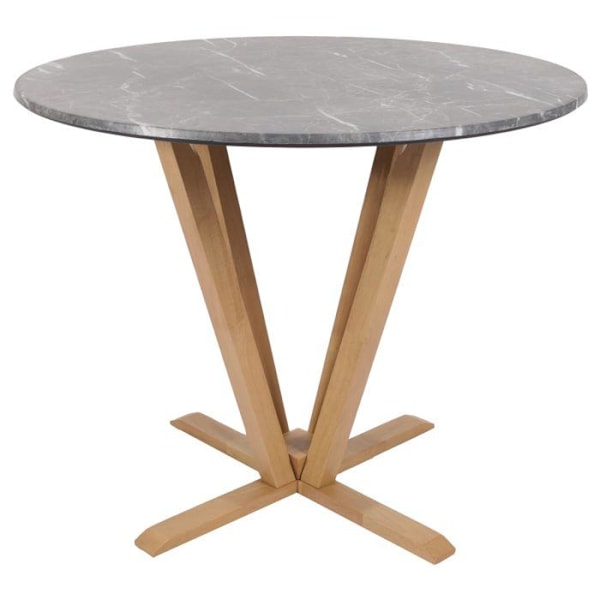 Bistro-pöytä, ruokapöytä, halkaisija 92 cm, puuta ja HDF, marmori-ilme. 04_0008526 kastanj