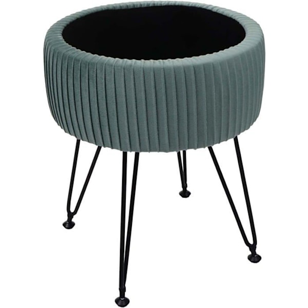 Taburett med lagringskompartement Ø 33cm ljusgrön sammetsutseende svart ram TABO04015 Svart