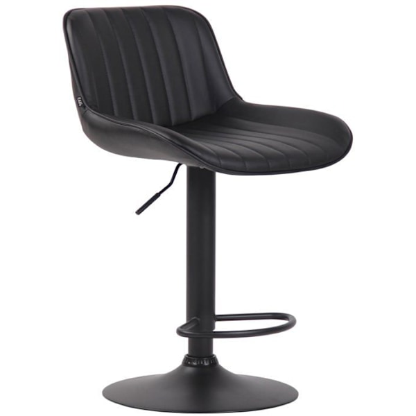 Taburett i barstol x1 i svart PVC med vertikala sömmar, stöd i svart metall 10_0005101 Metall