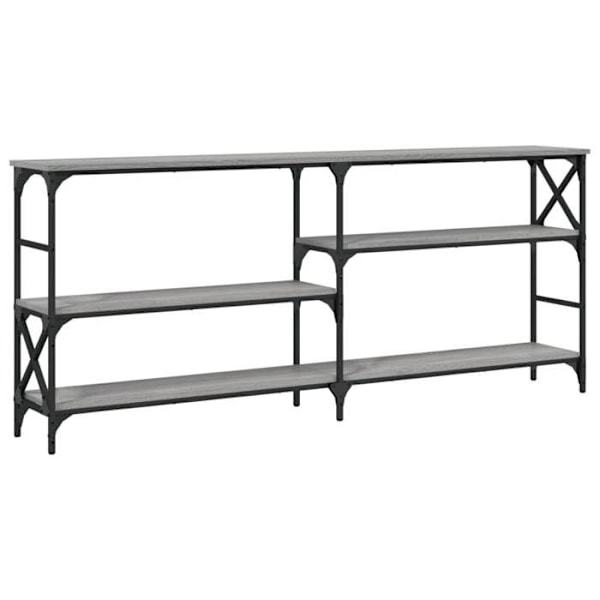 Toiminnallinen ja tyylikäs sisäänkäyntipöytä hyllyillä 180 x 29 x 76,5 cm harmaata engineering-puuta ja terästä DEC032227 kastanj