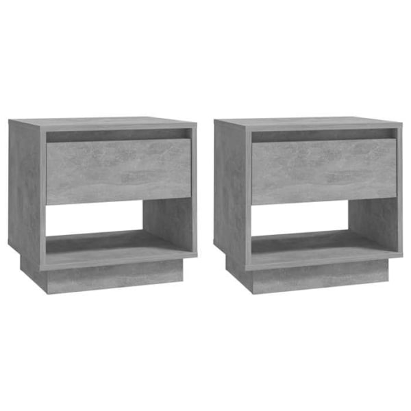 Sæt med 2 natbord med skuffer og hylde 45 x 34 x 44 cm grå ingeniørtræ DEC035402 kastanj